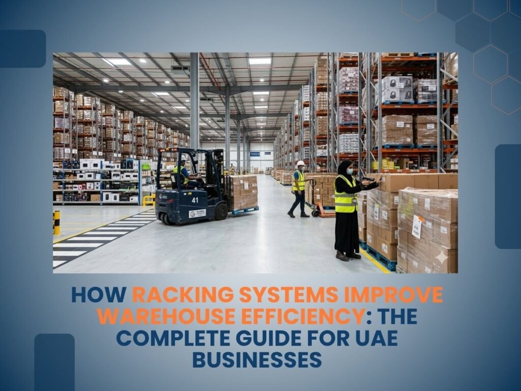warehouse racking system with worker in factory
